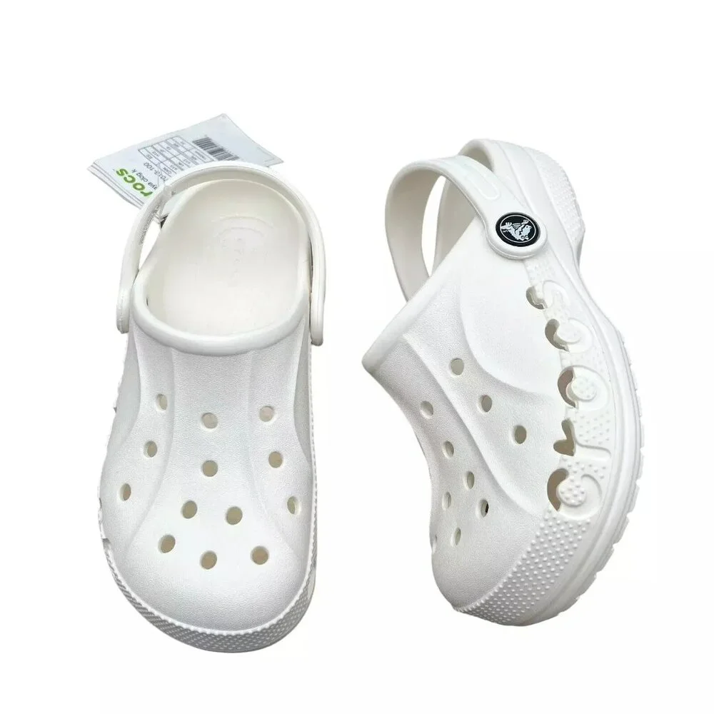 Crocs Baya Little Boy's/Girl's Slip-on Clogs Size‎ 13 Solid White Water Friendly